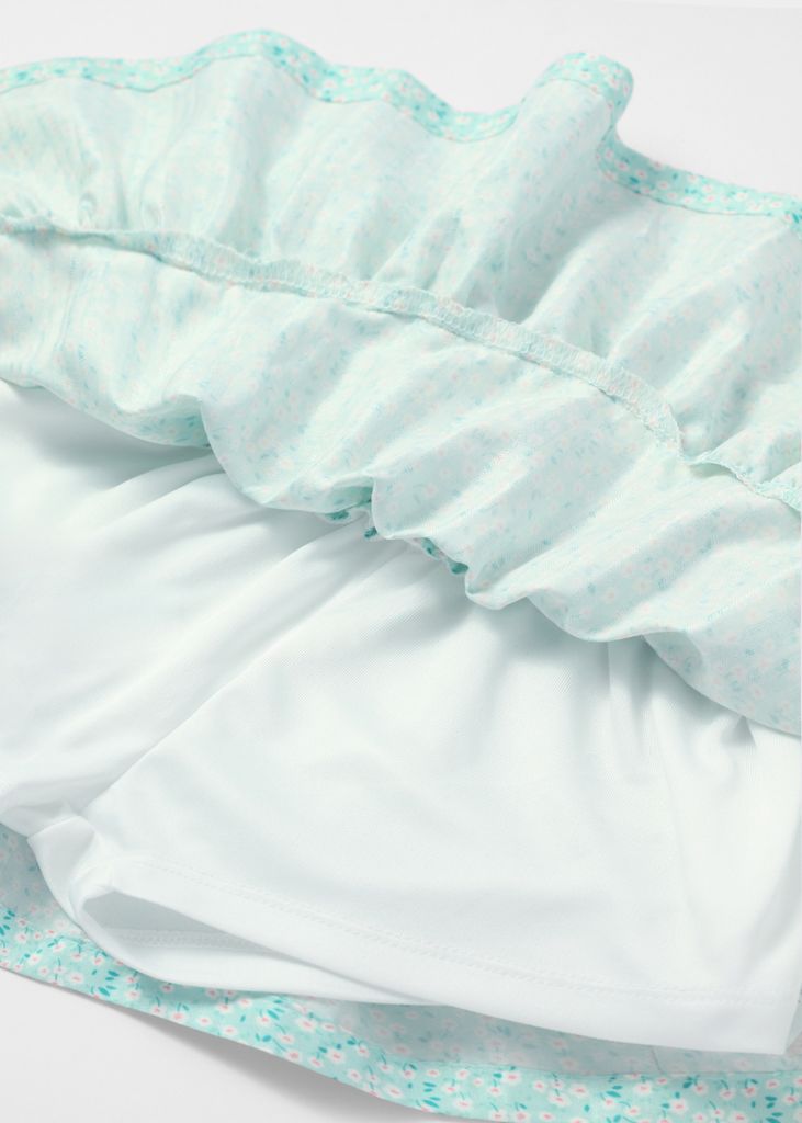 Chân Váy Quần Hai Tầng Bé Gái Xanh Họa Tiết Hoa