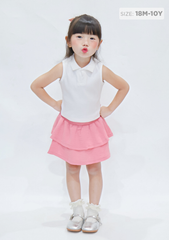 Chân Váy Quần Smocking Bé Gái Hồng Nhạt