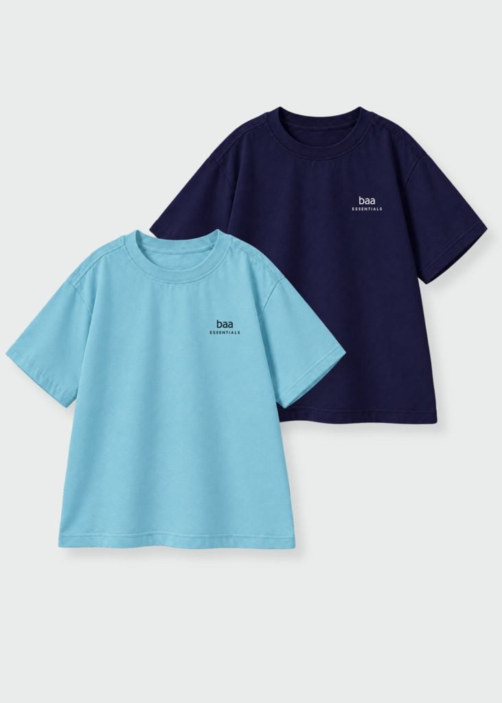 Combo 2 Áo Thun Form Rộng Cho Bé (Navy + Xanh Nhạt)
