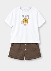 Bộ Áo Thun Form Rộng Cotton Mát Cool Jade Phối Quần Da Cá (Bánh Tráng Trộn + Nâu Khủng Long)