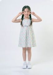 Đầm Kiểu Sát Nách Bé Gái Xanh Nhạt Vân
