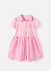 Đầm Polo Ngắn Tay Bé Gái Hồng Thêu Unicorn