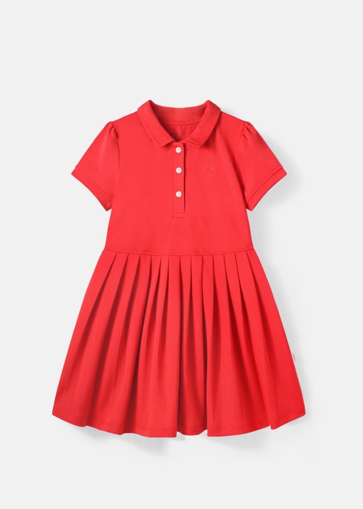 Đầm Polo Ngắn Tay Bé Gái Siêu Nhẹ Ultra Light Đỏ