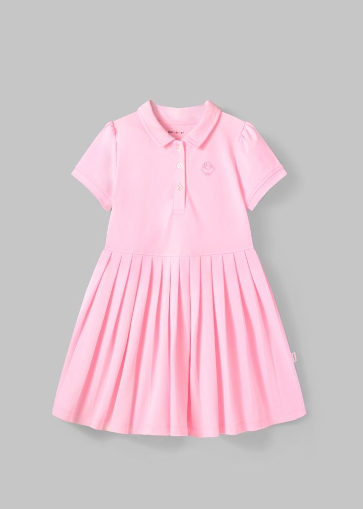 Đầm Polo Ngắn Tay Bé Gái Siêu Nhẹ Ultra Light Hồng