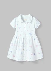 Đầm Polo Ngắn Tay Bé Gái Trắng Kem Hoạ Tiết Unicorn