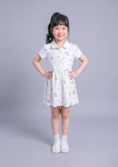 Đầm Polo Ngắn Tay Bé Gái Trắng Kem Hoạ Tiết Unicorn