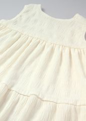 Đầm Thun Kiểu Hai Tầng Bé Gái Vàng Nhạt