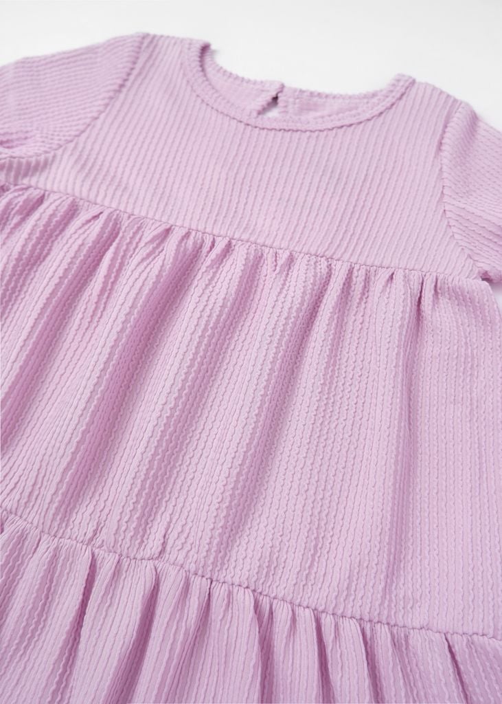 Đầm Thun Kiểu Hai Tầng Ngắn Tay Bé Gái Tím