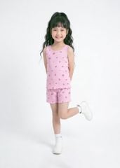 Đồ Bộ Ba Lỗ Bé Gái Gân Hồng Hoạ Tiết Biển