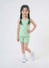 Đồ Bộ Ba Lỗ Bé Gái Gân Xanh Mint Hoạ Tiết Quả Chanh