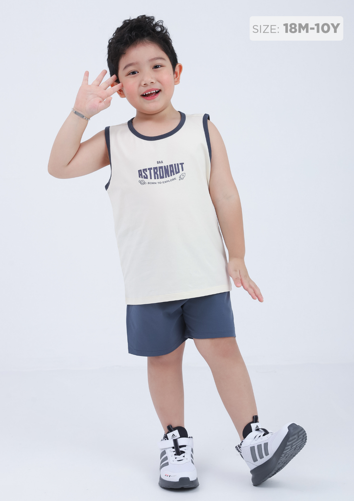 Đồ Bộ Ba Lỗ Bé Trai Be Astronaut Phối Xanh