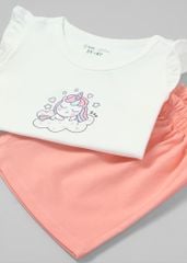 Đồ Bộ Cánh Tiên Bé Gái Trắng Unicorn Phối Hồng Cam