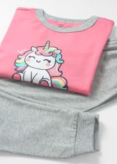 Đồ Bộ Dài Bé Gái Hồng Unicorn Phối Xám