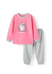 Đồ Bộ Dài Bé Gái Hồng Unicorn Phối Xám