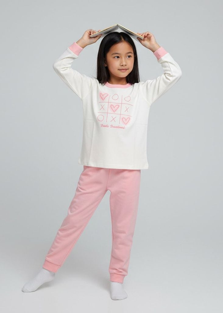 Đồ Bộ Dài Bé Gái Trắng Sweetheart Phối Hồng