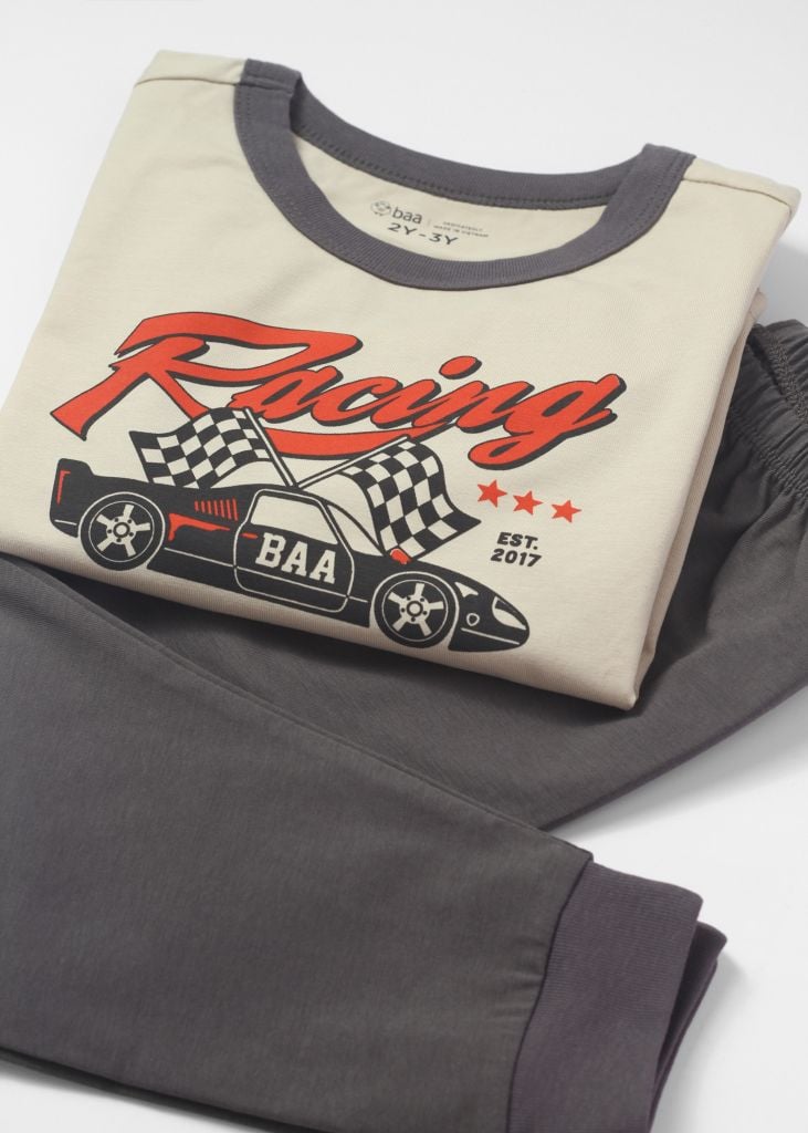 Đồ Bộ Dài Bé Trai Be Racing Phối Xám Đậm