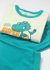 Đồ Bộ Dài Bé Trai Kem Khủng Long Phối Xanh Lá