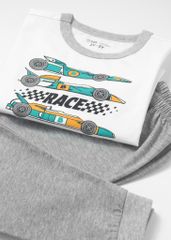 Đồ Bộ Dài Bé Trai Trắng Racing Phối Xám