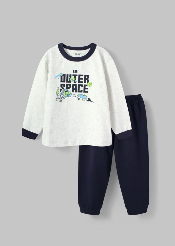 Đồ Bộ Dài Bé Trai Xám Outer Space Phối Navy
