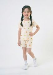 Đồ Bộ Ngắn Tay Bé Gái Gân Kem Hoạ Tiết Quả Chanh
