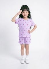 Đồ Bộ Ngắn Tay Bé Gái Gân Tím Hoạ Tiết Biển