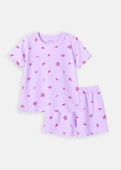 Đồ Bộ Ngắn Tay Bé Gái Gân Tím Hoạ Tiết Biển