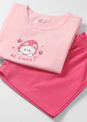 Đồ Bộ Ngắn Tay Bé Gái Hồng Dâu Be Sweet