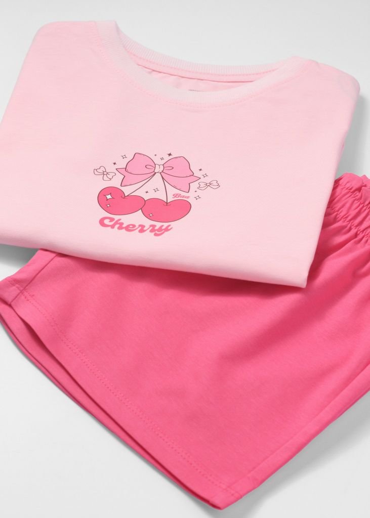 Đồ Bộ Ngắn Tay Bé Gái Hồng Nhạt Sweet Cherry
