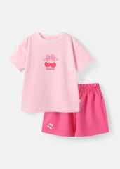 Đồ Bộ Ngắn Tay Bé Gái Hồng Nhạt Sweet Cherry