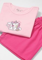 Đồ Bộ Ngắn Tay Bé Gái Hồng Nhạt Unicorn