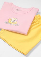 Đồ Bộ Ngắn Tay Bé Gái Hồng Sun's Out Phối Vàng