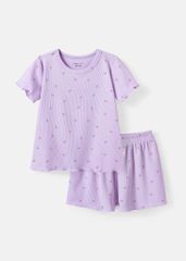 Đồ Bộ Ngắn Tay Bé Gái Thun Lạnh Gân Tím Cherry