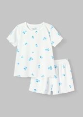 Đồ Bộ Ngắn Tay Bé Gái Thun Gân Trắng Blueberry