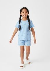 Đồ Bộ Ngắn Tay Bé Gái Thun Gân Xanh Blueberry