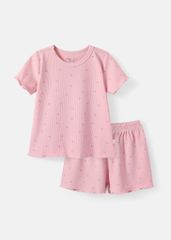 Đồ Bộ Ngắn Tay Bé Gái Thun Lạnh Gân Hồng Cherry