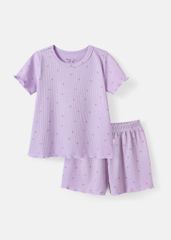 Đồ Bộ Ngắn Tay Bé Gái Thun Lạnh Gân Tím Cherry