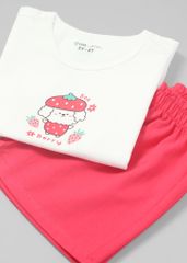 Đồ Bộ Ngắn Tay Bé Gái Trắng Berry Phối Hồng