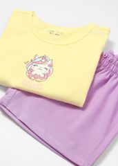Đồ Bộ Ngắn Tay Bé Gái Vàng Unicorn Phối Tím