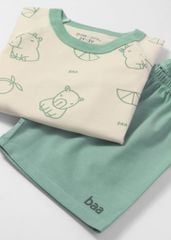 Đồ Bộ Ngắn Tay Bé Trai Be Hoạ Tiết Capybara Phối Xanh Lá