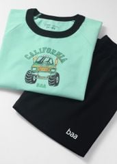 Đồ Bộ Ngắn Tay Bé Trai Xanh Xe Đua California Phối Đen