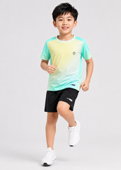Set Thể Thao Cho Bé Siêu Nhẹ Ultra Light Hoạ Tiết Pinstripe (Xanh Ombre + Đen 11 Form Ngắn)