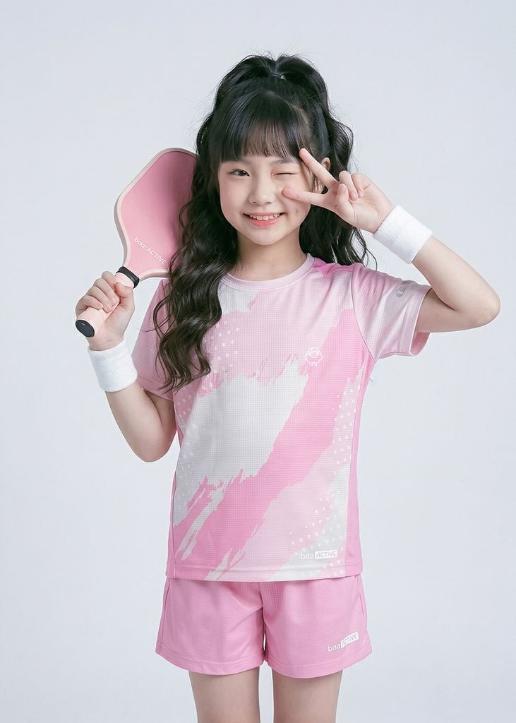 Set Thể Thao Cho Bé Siêu Nhẹ Ultra Light Họa Tiết Abstract (Hồng + Hồng Nhạt)