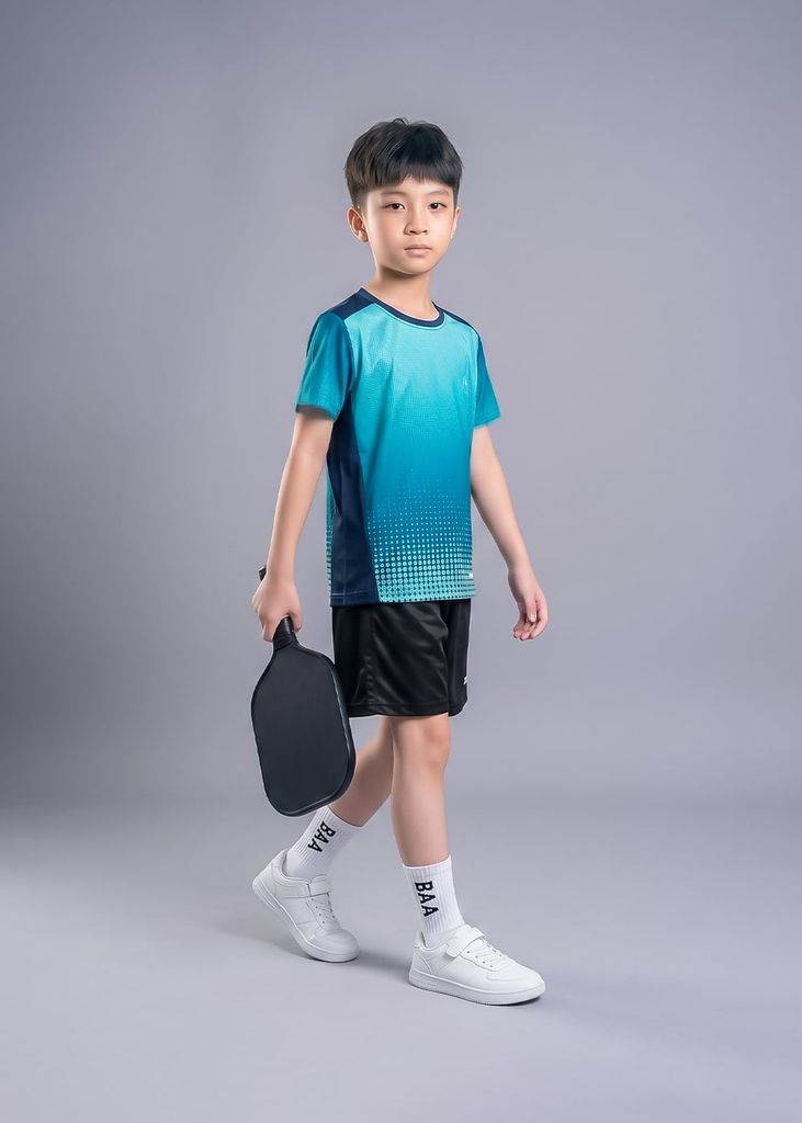 Set Thể Thao Cho Bé Siêu Nhẹ Ultra Light Họa Tiết Halftone (Xanh Mint + Đen 06)