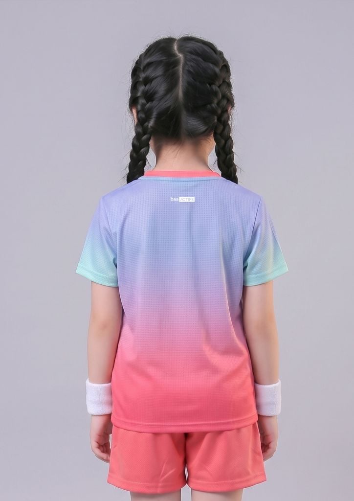 Set Thể Thao Cho Bé Siêu Nhẹ Ultra Light Họa Tiết Ombre (Hồng Tím + Hồng Dâu)