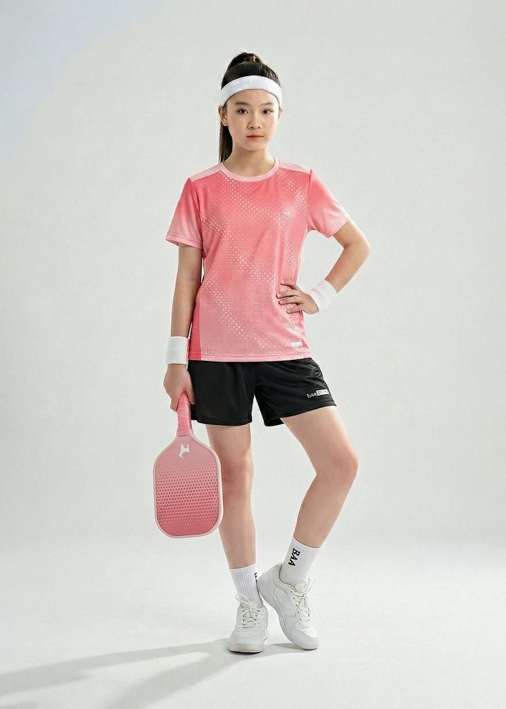 Set Thể Thao Cho Bé Siêu Nhẹ Ultra Light Ombre Hoạ Tiết Halftone (Hồng + Đen)