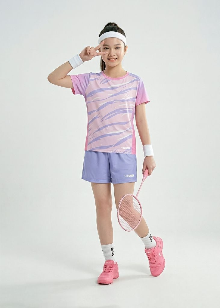 Set Thể Thao Cho Bé Siêu Nhẹ Ultra Light Ombre Họa Tiết Vân (Tím Hồng + Tím 03)