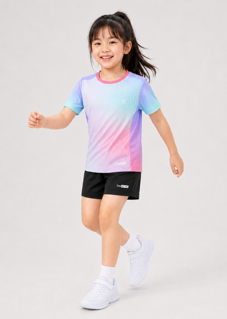Set Thể Thao Cho Bé Siêu Nhẹ Ultra Light Ombre (Hồng Tím 02 + Đen 11 Form Ngắn)
