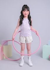 Set Thể Thao Cộc Tay Bé Gái Siêu Nhẹ Ultra Light (Tím Nhạt + Quần Dù Trắng Kem)