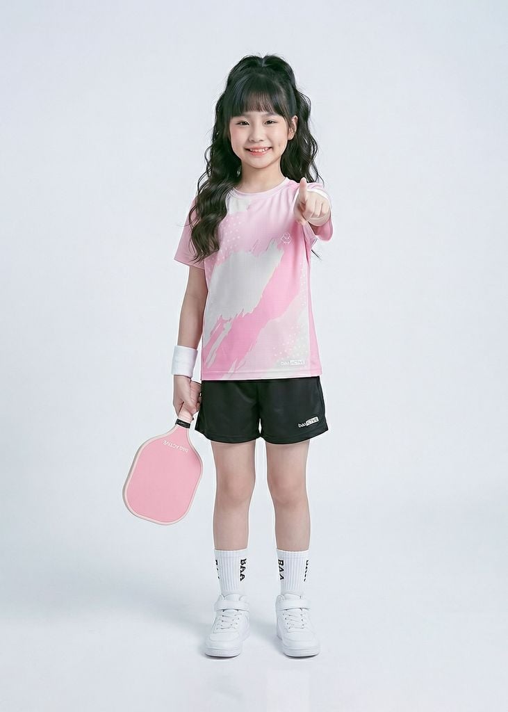 Set Thể Thao Cho Bé Siêu Nhẹ Ultra Light Họa Tiết Abstract (Hồng + Đen 08)