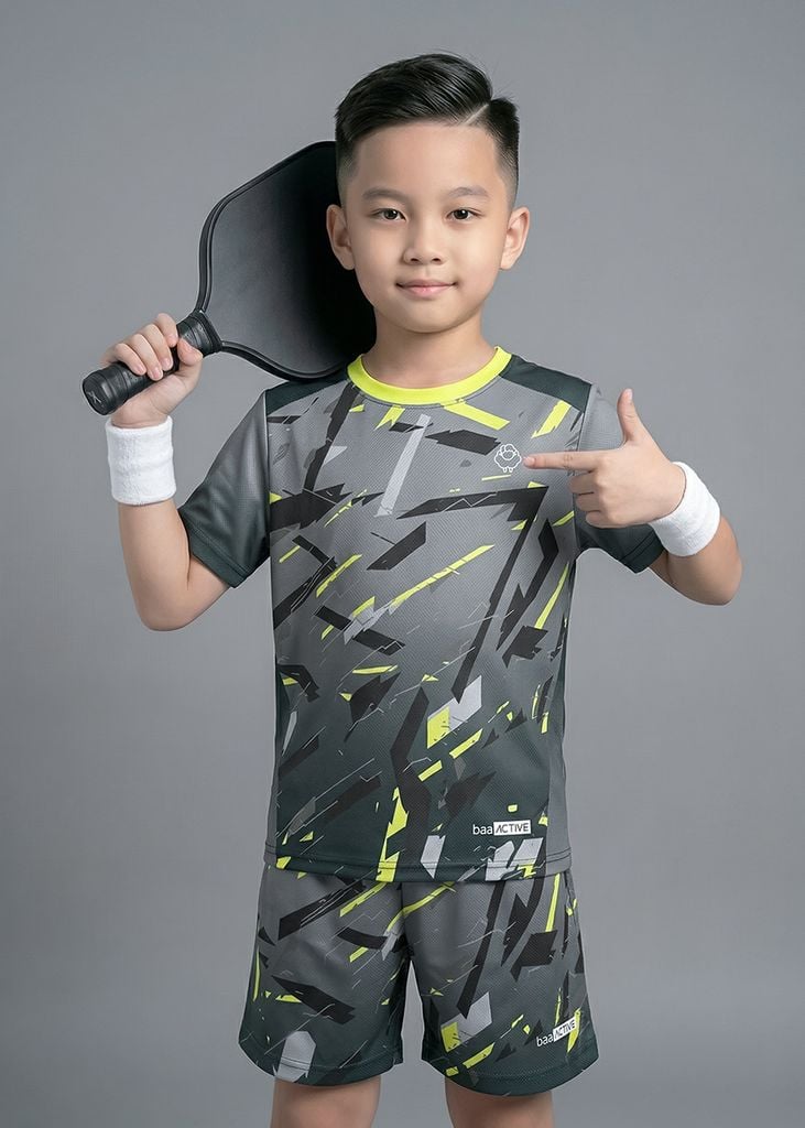 Set Thun Thể Thao Cho Bé Siêu Mát Ultra Cool Xám Hoạ Tiết Speed Slash